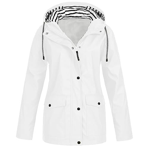 AACH Regenjacke Damen Wasserdicht Atmungsaktiv Regenmantel mit Kapuze Windjacke Wasserdichter Trenchcoat Langer Leichter Wanderjacke Oversized Unisex Regenjacken blitzangebote des tages von AACH
