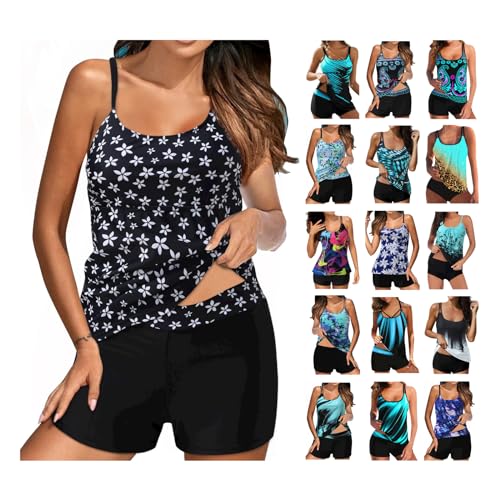 AACH Sommer Damen Bademode Bikini Tankini Bademode Set Zweiteiler Tankini Set Weste Oberteile mit Hotpants Badeanzug Strandmode Zweiteiliges Halter-Tankini The Deal von AACH