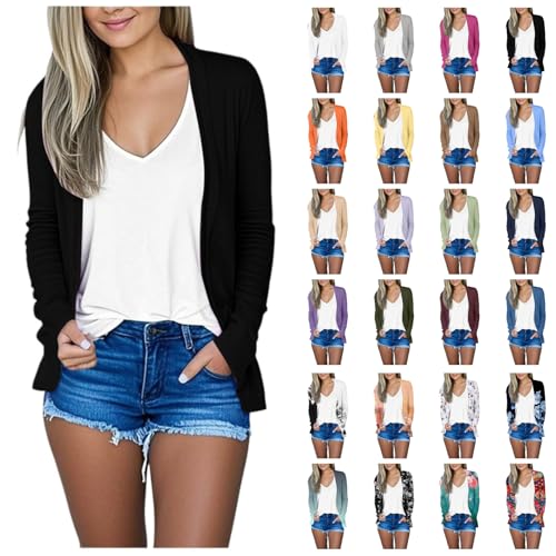 Strickjacke Damen Cardigan Einfarbig Casual Strickjacken Langarm Leichte Jacke Vorne Offen Strickmantel Dünne Belüftung Strick Jacken Slim Fit Strickcardigan Draussen Übergangsmantel von AACH