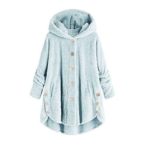 AACH Sweatshirts Für Damen Winter Plüschjacke Warme Wollmantel Thermo Fleece Winterjacke Oversize Lang Plüschmantel Teddy mit Kapuze Wintermantel Warm Kapuzenjacke Knopf Kuscheljacke von AACH