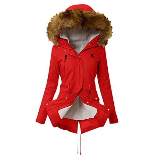 AACH Winterjacke Damen Casual Parka Einfarbiges Mode Wintermantel Elegant Warme Winterparka Dickes Einfach Kapuzenjacke Hoodie Jacke Lässig Kapuzenshirt Thermo Fleece Mantel von AACH