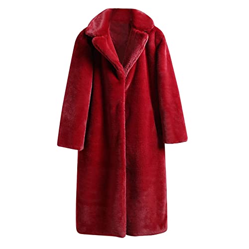 AACH Winterjacke Damen Oversize Kunstpelz Mantel Damen Winter Warm Faux Fur Kunstfell Jacke Lang Pelzmantel Elegant Einfarbig Felljacke Stilvolle Damenmantel mit Tasche Winterjacke von AACH