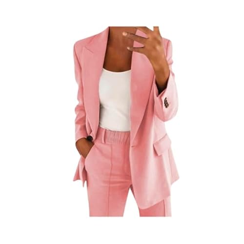 Angebot Hosenanzüge für Damen Elegant Blazer Anzug Set Einfarbig Streetwear Zweiteilig Hosenanzug Business Modern Anzughose Revers Slim Fit Sportlich Büro Outfit von AACH