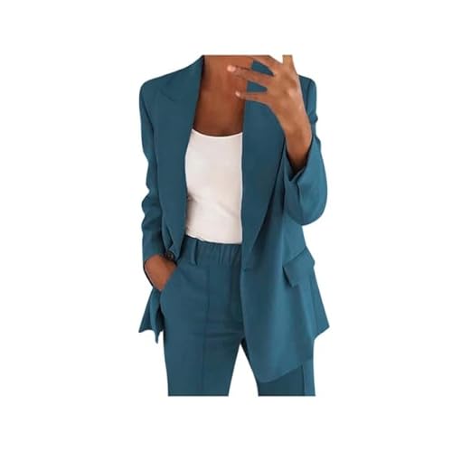 Angebote des Tages Heute Damen Hosenanzüge für Damen Elegant Blazer Anzug Set Einfarbig Streetwear Zweiteilig Hosenanzug Business Modern Anzughose Revers Slim Fit Sportlich Büro Outfit von AACH