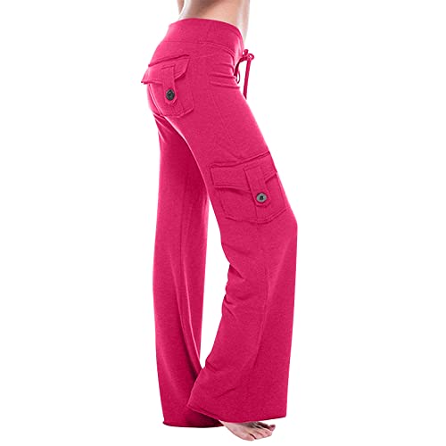 Cargohose Damen Yogahose Baggy Stretch Jogginghose High Waist Sommerhose Palazzo Hose mit Multi Taschen Arbeitshose Lounge Elastische Freizeithose Einfarbig Trainingshose von AACH