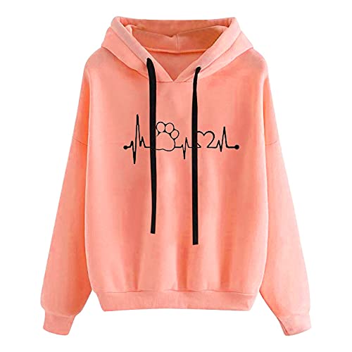 Damen Hoodie mit Bedrucken Pullover Kawaii Kapuzenpullover Soft Stretch Kapuzenjacke Baumwolle Luftig Pullover Casual Locker Kapuzenshirt Mode Midi Herbst Sportoberteile von AACH