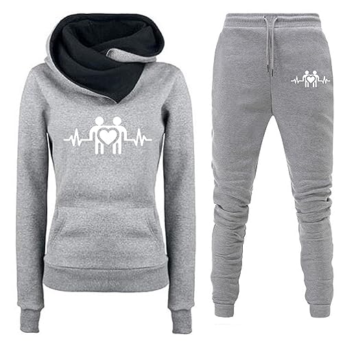 Damen Sportswear Sportbekleidung Einfarbig Anzug 2 Teilig Jogginganzug Hoodie Set Fitness Kapuzenpullover Sweatshirt Freizeitanzug Joggingsuit Outfit Sportanzug Trainingshose von AACH