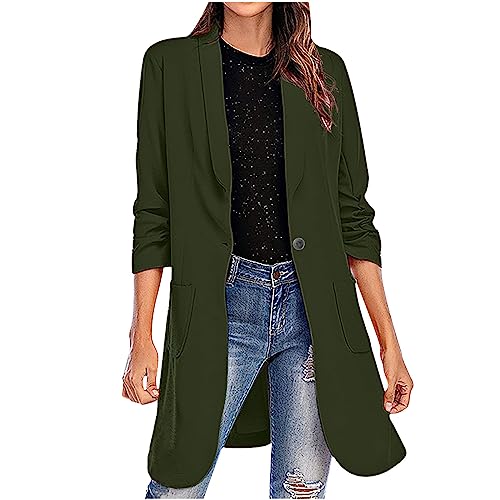 Longblazer Damen Slim Fit Trenchcoat mit Offener Vorderseite Anzugmantel Tailliert Temperament Sweatblazer Langärmelige Trendiges Wintermantel Freizeit Formell Blazer mit Taschen Jacke Longblazer Damen Slim Fit Trenchcoat mit Offener Vorderseite Anzugmantel Tailliert Temperament Sweatblazer Langärmelige Trendiges Wintermantel Freizeit Formell Blazer mit Taschen Jacke von AACH