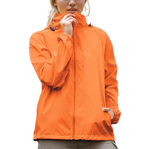 Regenjacke Damen Wasserdichte Jacke Ultraleicht Regenmantel Langarm Funktionsjacke Sonnenschutz Mantel Sportlich Dünne Outdoorjacke mit Kapuze Regenparka Full Zip Locker Windjacke von AACH