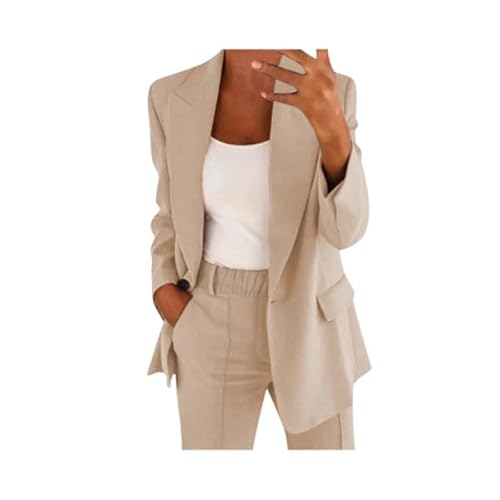 Warehouse Deal Hosenanzüge für Damen Elegant Blazer Anzug Set Einfarbig Streetwear Zweiteilig Hosenanzug Business Modern Anzughose Revers Slim Fit Sportlich Büro Outfit von AACH