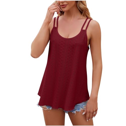 Warehouse Deals Ware Damen Spaghetti Tops Sommer Tanktop Bluse Ärmellose Basic Shirt Sommer Strand Bluse Oberteile Lässiges Tank Top Leichte Cami Oberteile Off Shoulder Shirt von AACH