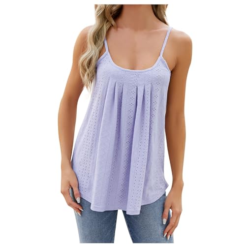 blitzangebote des Tages aktuell Damen Tank Top Sommer Spaghetti Cami Blusen Tops Oberteile Ärmellose Camisole Shirt Elegant Shirt Stretchy Hohl Blusen U Ausschnitt Tanktop Mode Einfarbig von AACH