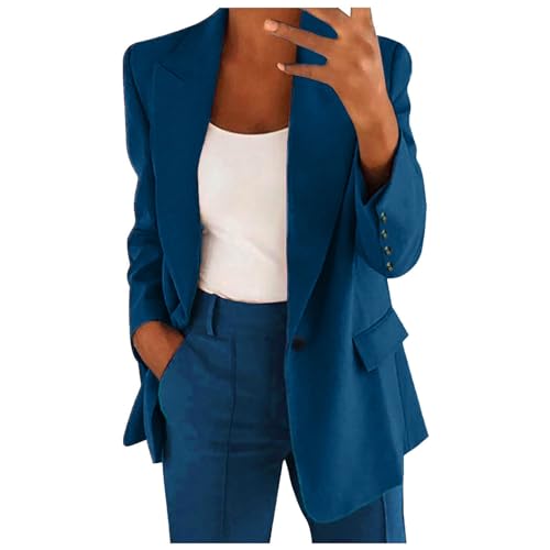 prime day angebote 2024 Hosenanzug Damen Elegant Business Anzug Set 2-teilig Slim fit Blazer Hose Outfit Lang Hosen Tracksuit Baumwolle Einfarbig Streetwear Casual Sportlich von AACH