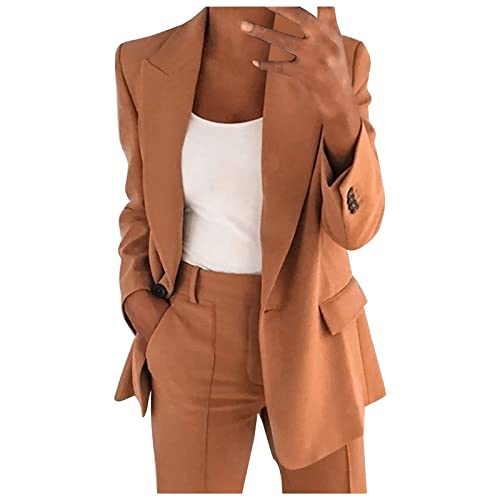 sonderangebote & restposten Hosenanzug Damen Elegant Business Anzug Set 2-teilig Slim fit Blazer Hose Outfit Lang Hosen Tracksuit Baumwolle Einfarbig Streetwear Casual Sportlich von AACH