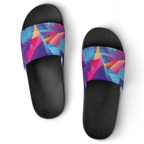 Dusche Sandalen Regenbogenfarbenes Dreieck Badeschuhe Hausrutschen Für Männer Frauen von AADFAEWR