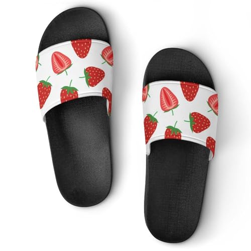 Dusche Sandalen Rote Erdbeermuster Badeschuhe Hausrutschen Für Männer Frauen von AADFAEWR