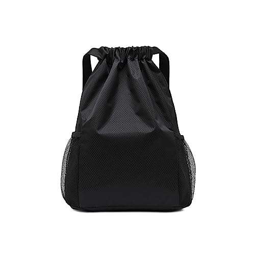 AAED 1PCS wasserdichter Sportrucksack mit Kordelzug, Netztasche, großes Fassungsvermögen, Sportrucksack für Damen und Herren(Schwarz) von AAED