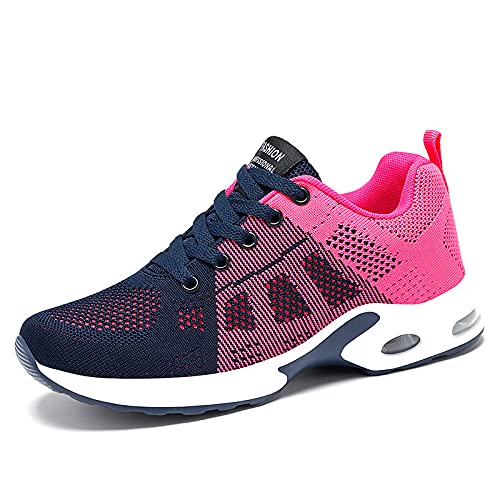 AAFGVC Damen-Laufschuhe mit Luftpolsterung, leichte Sportschuhe aus atmungsaktivem Fly-Strick-Mesh, Bequeme, stoßdämpfende Fitness-Trainingsschuhe (1722 Carmine Red,37) von AAFGVC