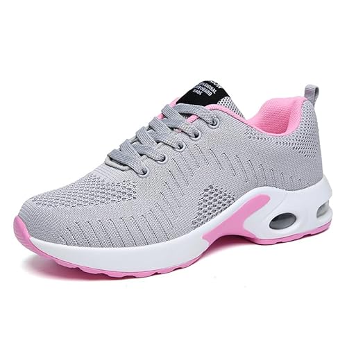 AAFGVC Damen-Laufschuhe mit Luftpolsterung, leichte Sportschuhe aus atmungsaktivem Fly-Strick-Mesh, Bequeme, stoßdämpfende Fitness-Trainingsschuhe (Gray,40) von AAFGVC