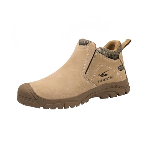 AAFGVC Dicke Sohle, durchtrittsicher, Unisex-Sicherheitsschuhe und Arbeitsstiefel aus wasserdichtem Leder (918Khaki/Isolierung,39) von AAFGVC