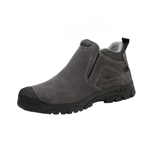 AAFGVC Dicke Sohle, durchtrittsicher, Unisex-Sicherheitsschuhe und Arbeitsstiefel aus wasserdichtem Leder (918grau/Isolierung,43) von AAFGVC