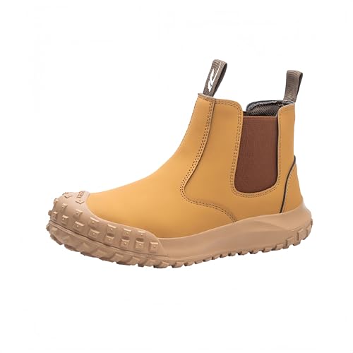 AAFGVC Dicke Sohle, durchtrittsicher, Unisex-Sicherheitsschuhe und Arbeitsstiefel aus wasserdichtem Leder (992Gelb,44) von AAFGVC