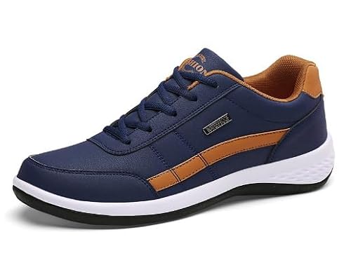 AAFGVC OrthoFit Bequeme,Neue wasserdichte Freizeitschuhe Aus Leder, Deodorant-Sportschuhe FüR Herren, Bequeme Und rutschfeste OrthopäDische Schuhe (Dunkelblau,48) von AAFGVC