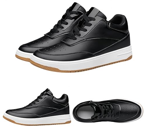 AAFGVC Schuhe zur Erhöhung der Körpergröße für Herren: Unsichtbare Erhöhung der Körpergröße, +4 cm, +6 cm, +8 cm, leichte Dating-Schnürschuhe und höhenvergrößernde Walking-Sneaker (Schwarz +4cm,44) von AAFGVC