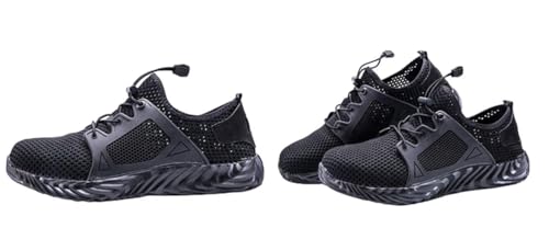 AAFGVC rutschfeste Sicherheitsschuhe mit Stahlkappe – Orthopädisch, atmungsaktiv & Ultraleicht für Baugewerbe und den täglichen Gebrauch (Schwarz,41) von AAFGVC