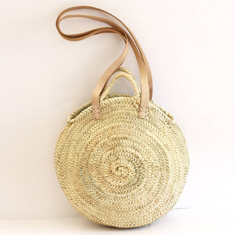 Runde Tragetasche "Toubkal" Mit Lederhenkel Runde Tragetasche "Toubkal" Mit Lederhenkel von AAIKABoutique