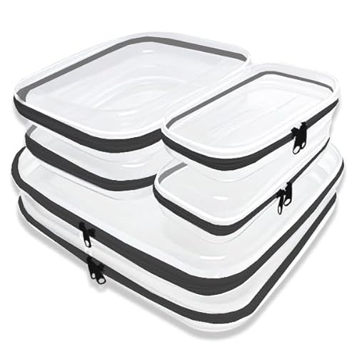 AAJiiKee 6er-Pack: Transparentes Hartschalen-Etui-Set mit Reißverschluss, langlebige Reisetaschen für Toilettenartikel, Make-up-Organizer, Spielzeug-Aufbewahrungsbox, transparente Kosmetiktaschen mit von AAJiiKee