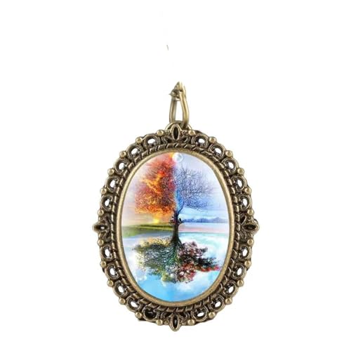 AAKG Antiker ovaler Patch kleine Taschenuhr, Schmuck, kleiner Anhänger, Taschenuhr, Halskette Taschenuhr, Damenuhr, mit Kette, Baumschatten von AAKG