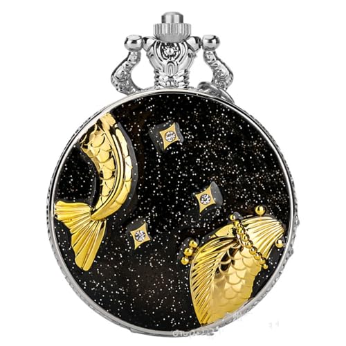 AAKG Drop Glue Star Moon Aufkleber Perle feine Kette Taschenuhr, Geschenk Uhr, Quarz Bewegung große Taschenuhr, Herren und Damen, Anhänger - C AAKG Drop Glue Star Moon Aufkleber Perle feine Kette Taschenuhr, Geschenk Uhr, Quarz Bewegung große Taschenuhr, Herren und Damen, Anhänger - C von AAKG