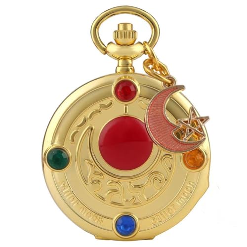 AAKG Taschenuhr für Mädchen, goldfarbener Stern mit fünf Zacken + schönes Gadget Taschenuhr mit gelbem Zifferblatt, Taschenuhr für Damen, Fünf-Punkt-Anhänger AAKG Taschenuhr für Mädchen, goldfarbener Stern mit fünf Zacken + schönes Gadget Taschenuhr mit gelbem Zifferblatt, Taschenuhr für Damen, Fünf-Punkt-Anhänger von AAKG