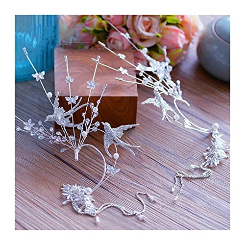 Kopfbedeckungen für Frauen Handgemachte Kubikzirkon Braut Kopfschmuck Haarspange Ohr hängend Dual Use Super Fairy Haarschmuck Hochzeit Haarschmuck Krone Tiara von AAOCLO