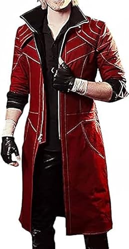 AAOutfitz DMC Herren-Trenchcoat, Baumwolle, Rot – Devil May Cry Cosplay, Rot - Baumwolle, M von AAOutfitz