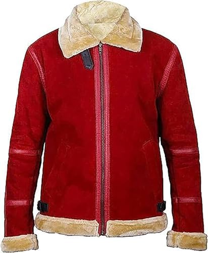 AAOutfitz Ryan Reynolds Spirited Shearling Lederjacke, Rot – Wildlederimitat, L von AAOutfitz