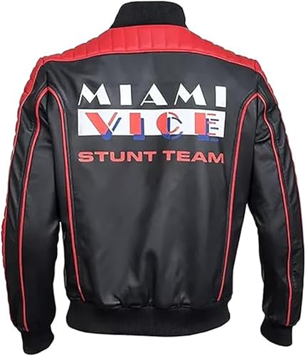 AAOutfitz The Fall Miami Guy Vice Jacke, Schwarz Rot - Leder, XXL von AAOutfitz
