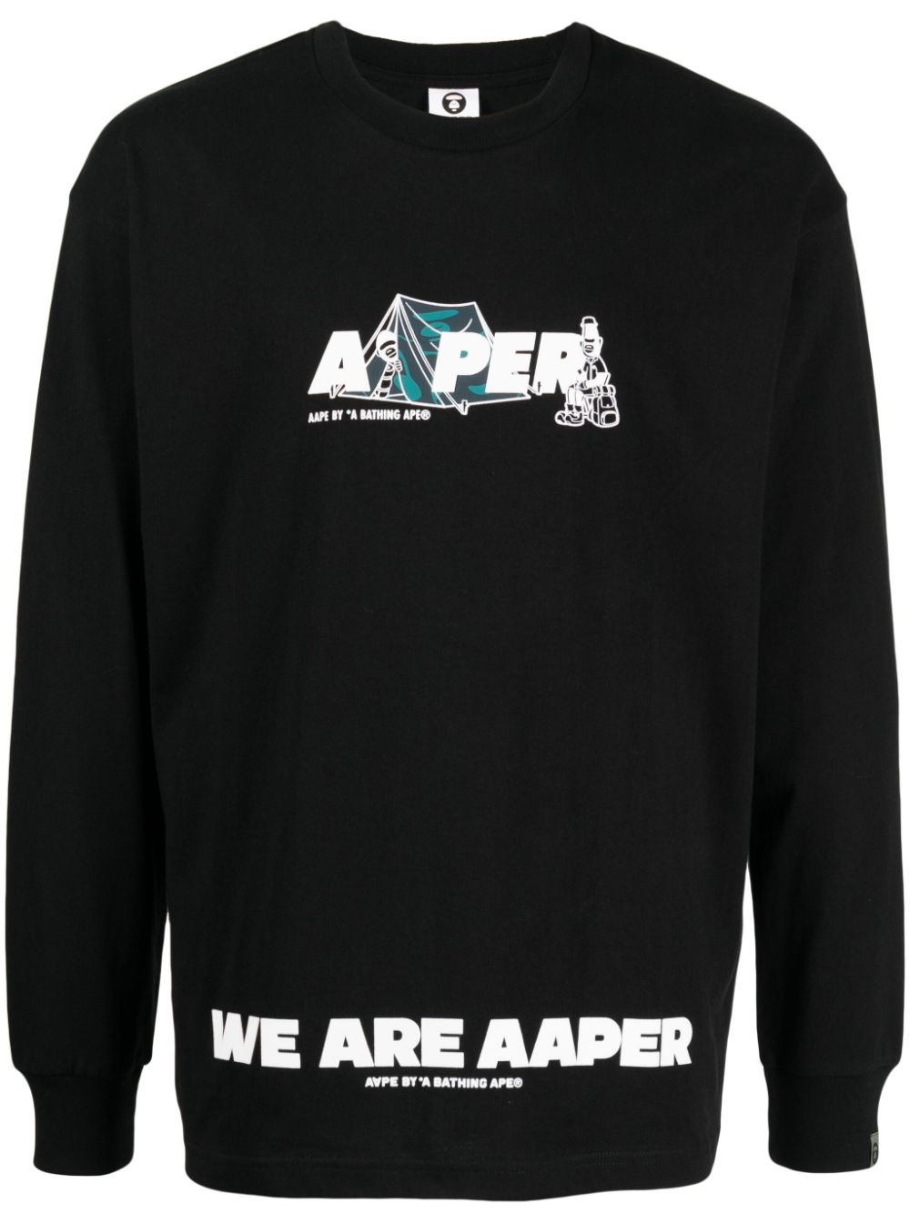 AAPE BY *A BATHING APE® Langarmshirt mit Logo-Print - Schwarz von AAPE BY *A BATHING APE®