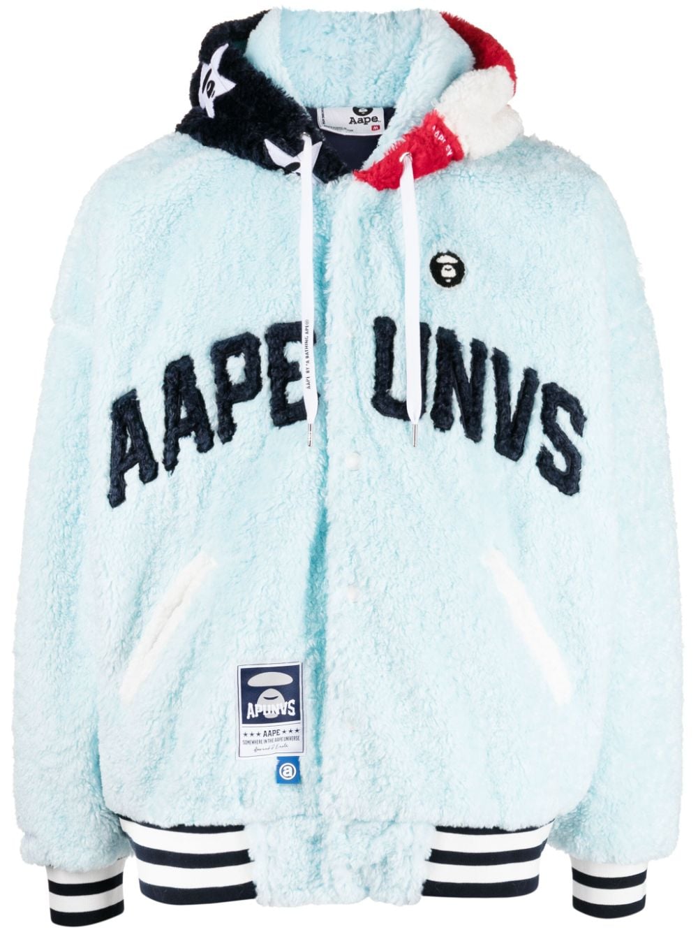AAPE BY *A BATHING APE® Hoodie aus Faux Fur mit Logo-Applikation - Blau von AAPE BY *A BATHING APE®
