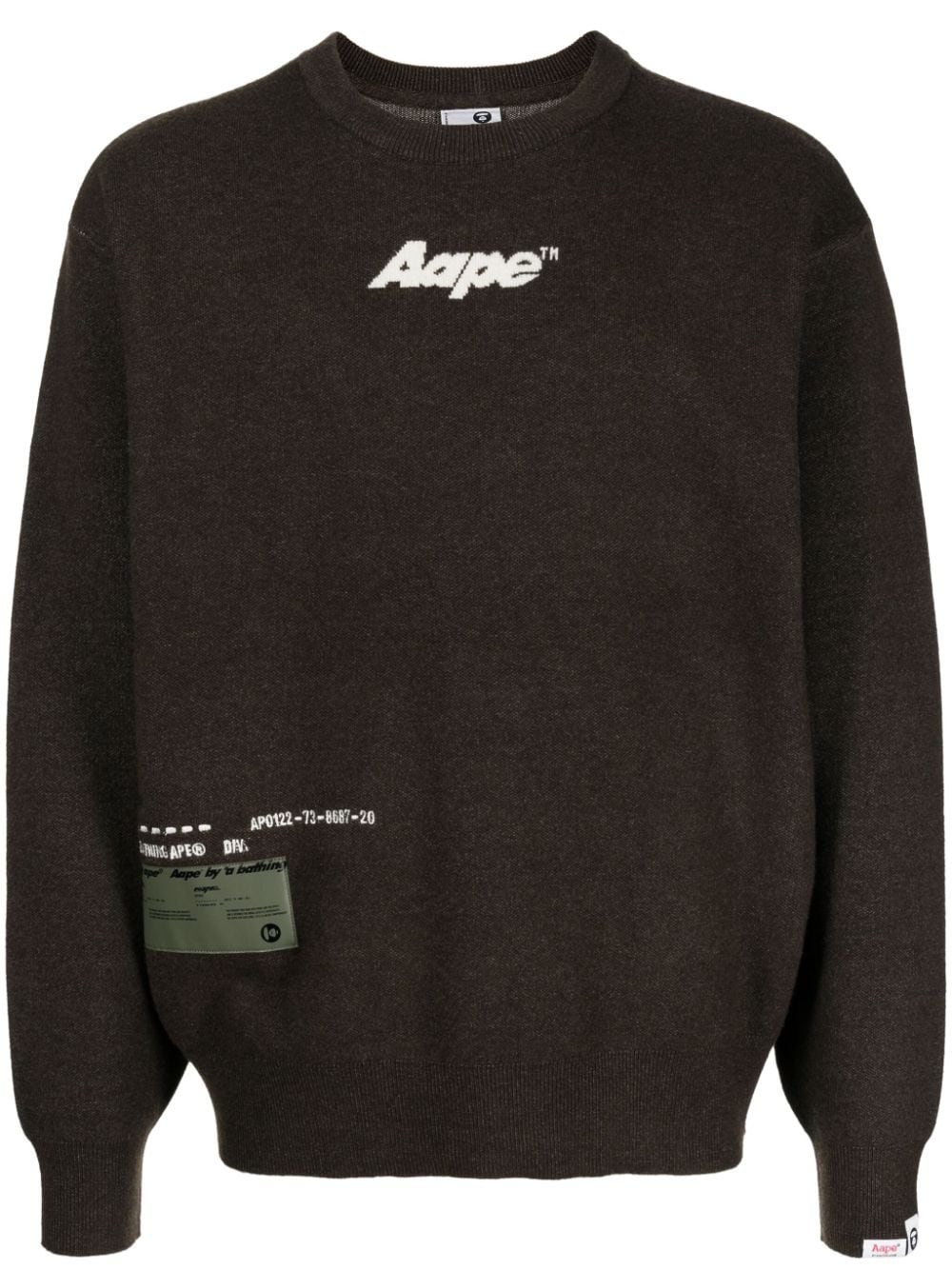 AAPE BY *A BATHING APE® Melierter Pullover mit Intarsien-Logo - Braun von AAPE BY *A BATHING APE®