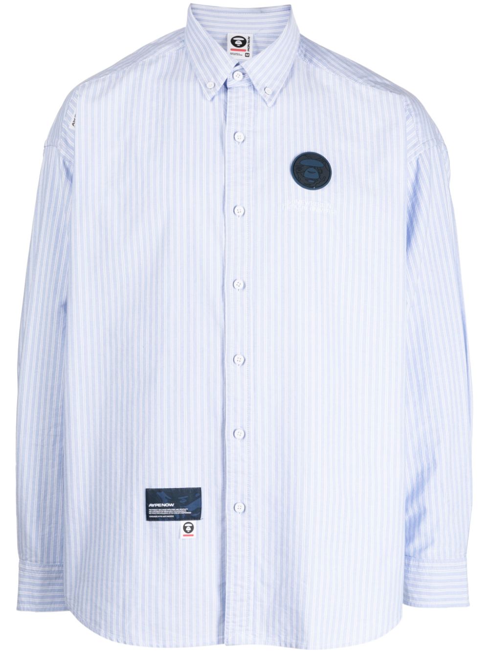 AAPE BY *A BATHING APE® Gestreiftes Hemd mit Logo-Patch - Blau von AAPE BY *A BATHING APE®