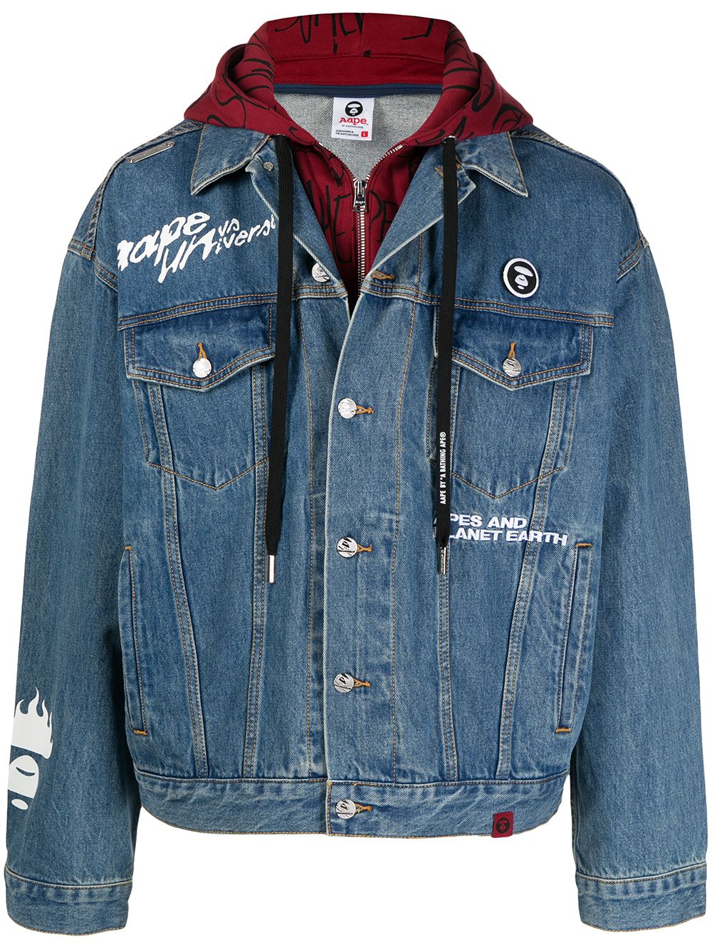 AAPE BY *A BATHING APE® Jeansjacke mit Kapuze - Blau von AAPE BY *A BATHING APE®