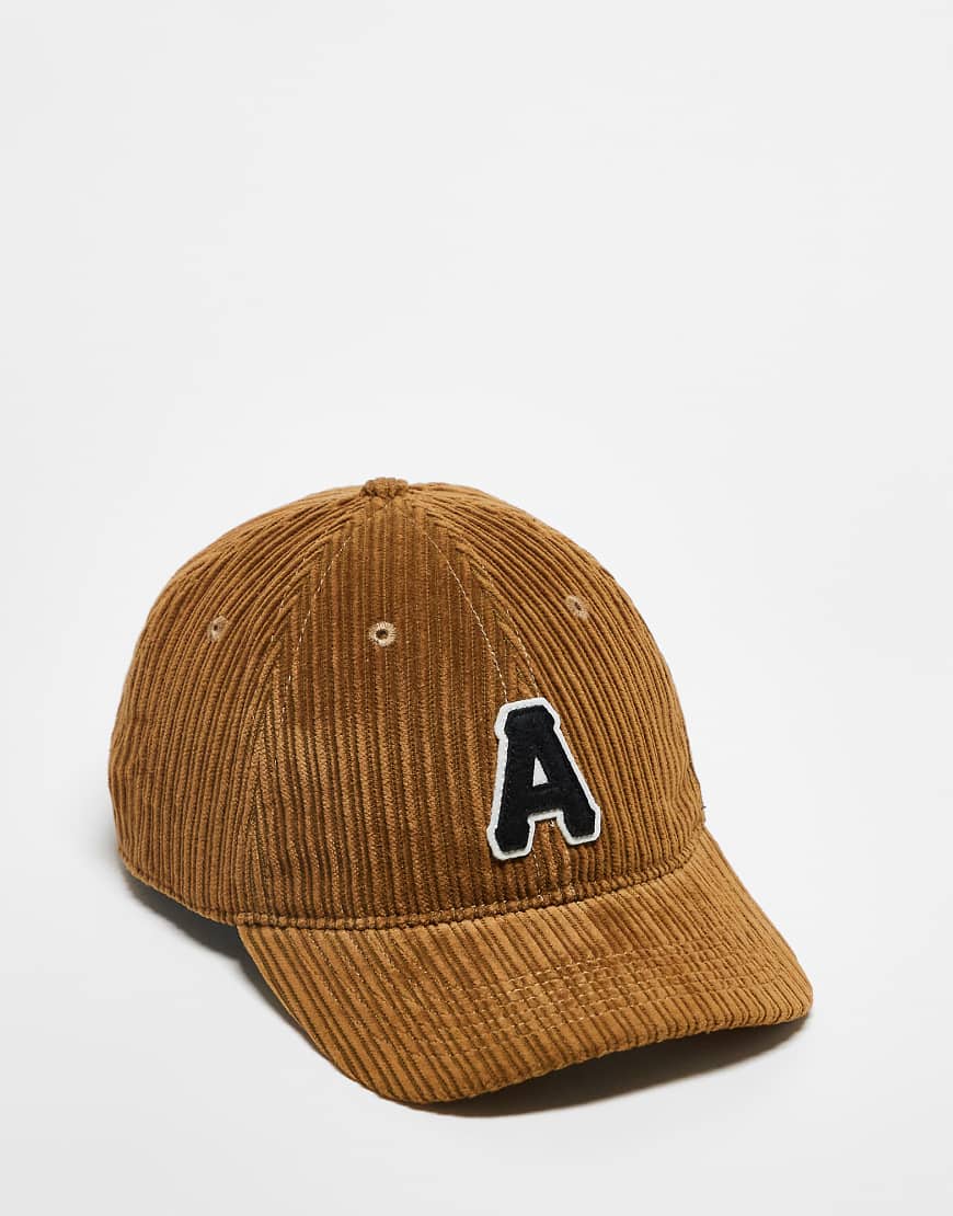 AAPE BY A BATHING APE - Cord-Kappe in Dunkelbeige mit College-Logo-Neutral von AAPE BY A BATHING APE®