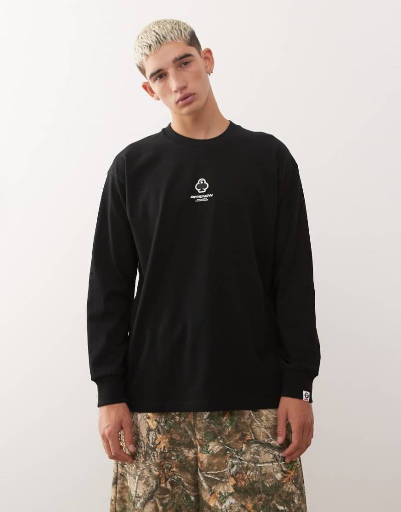 AAPE BY A BATHING APE - Langärmliges Boxy-Fit-T-Shirt in Schwarz von AAPE BY A BATHING APE®