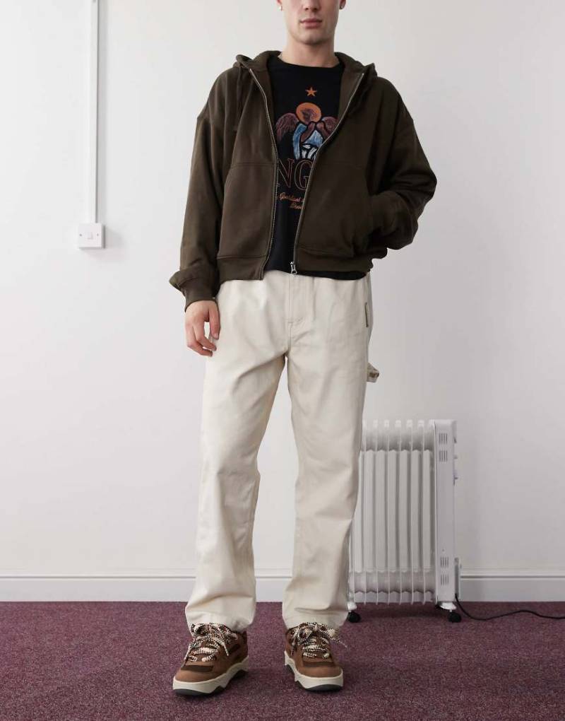 AAPE BY A BATHING APE - Lockere Worker-Jeans in Wollweiß-Grün von AAPE BY A BATHING APE®