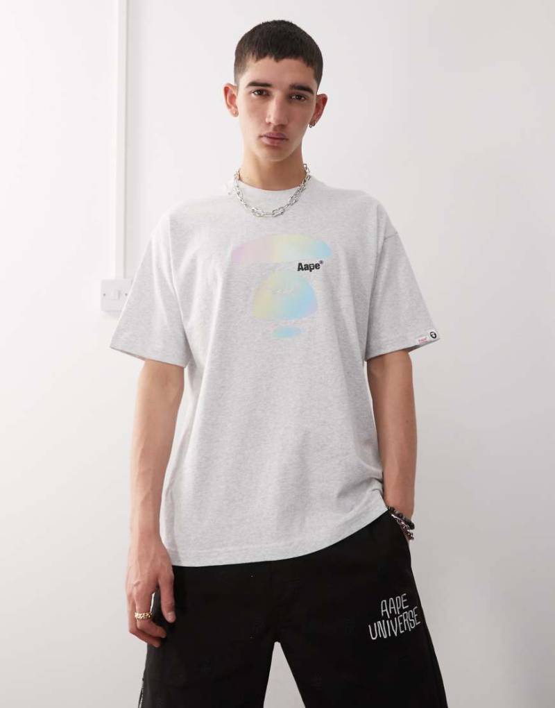 AAPE BY A BATHING APE - T-Shirt in meliertem Grau mit Logo von AAPE BY A BATHING APE®