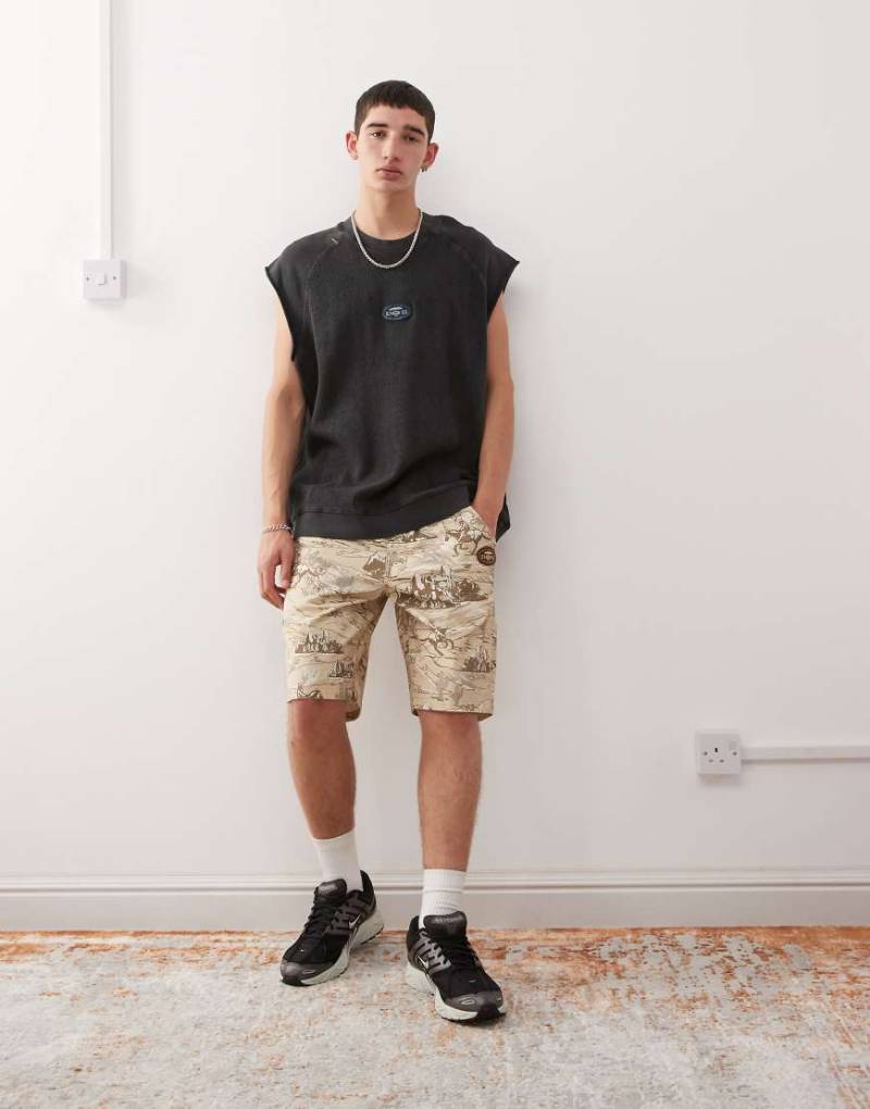 AAPE BY A BATHING APE - Workwear-Carpenter-Shorts in Beige mit Rodeo-Muster, Kombiteil-Braun von AAPE BY A BATHING APE®