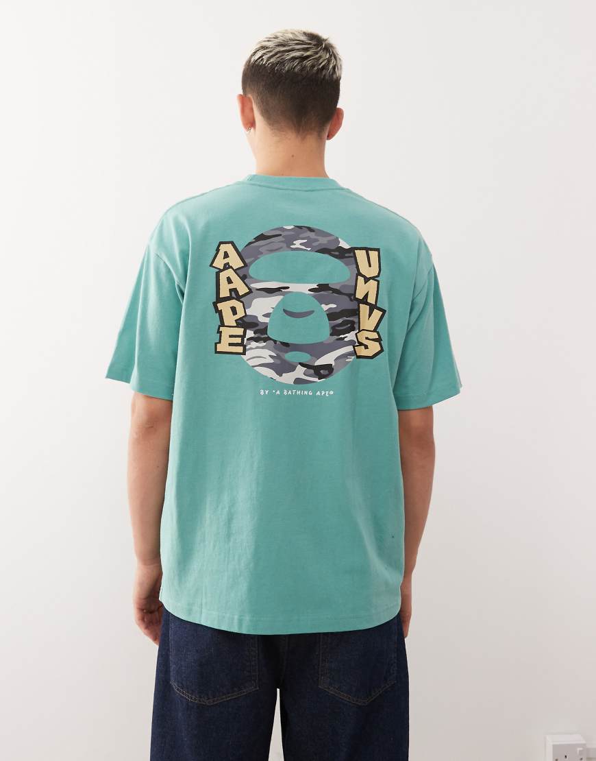 AAPE by A BATHING APE - Boxy-Fit-T-Shirt in Petrol mit Logo-Print auf Brust und Rücken-Blau von AAPE BY A BATHING APE®