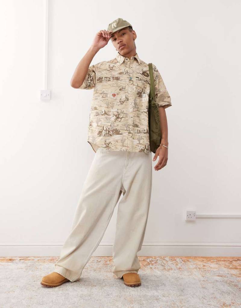 AAPE BY A BATHING APE - Workwear-Hemd in Beige mit Rodeo-Muster, Kombiteil-Braun von AAPE BY A BATHING APE®